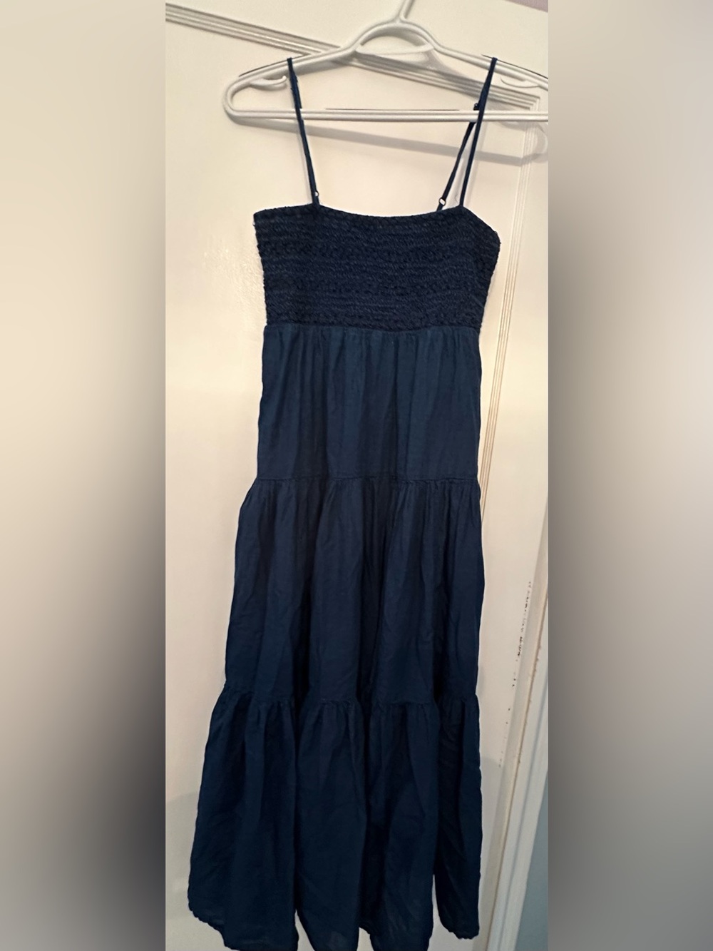 American Eagle Outfitters Navy Blue Smocked Maxi Sundress - Size Medium